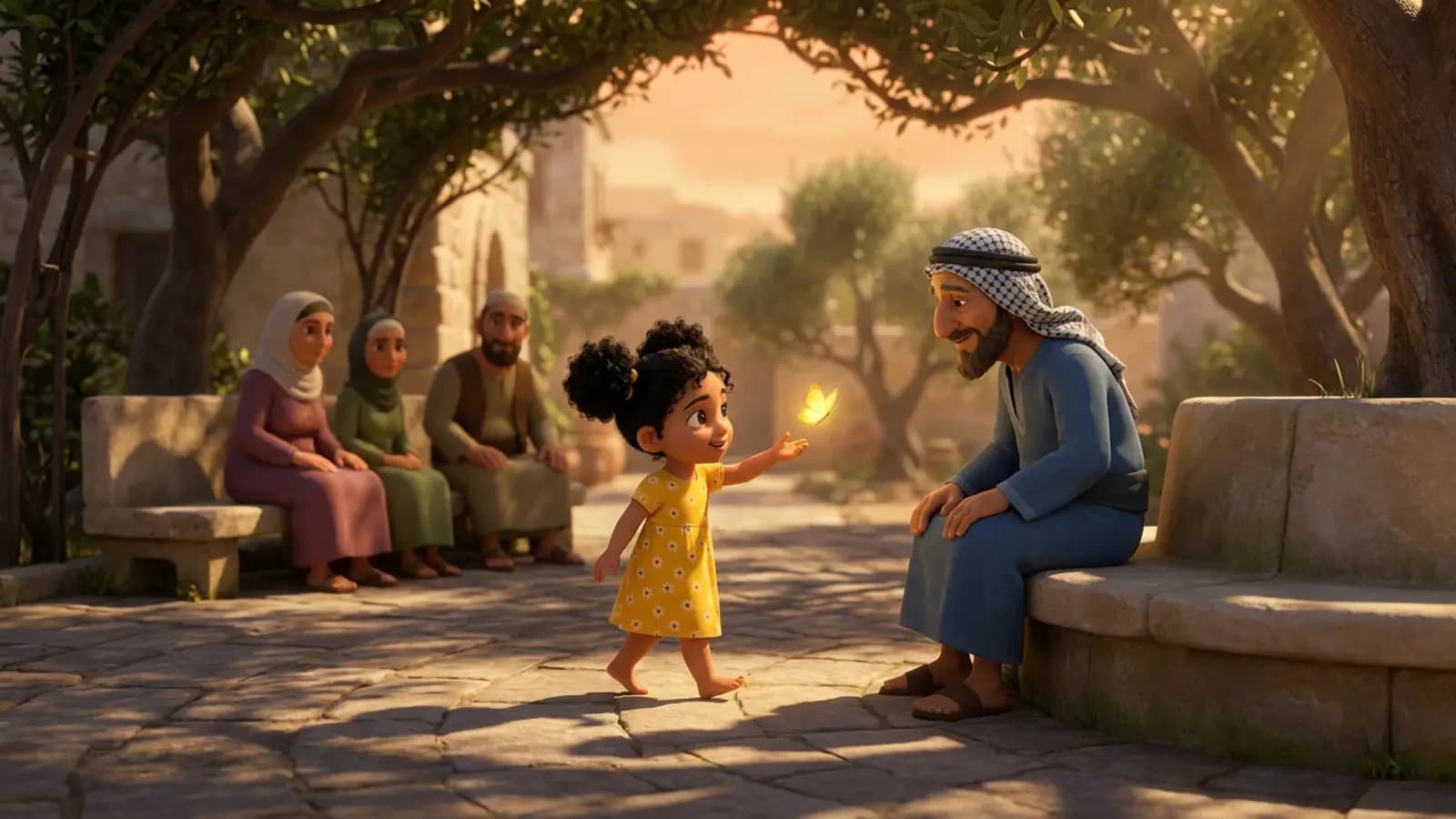 رافي تُطلق فراشة صفراء نحو رجلٍ حزين